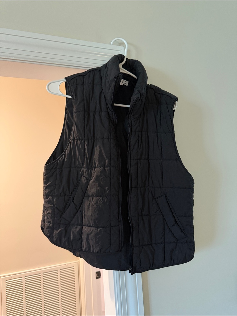 TCEC Black Quilted Puffer Vest with High Collar